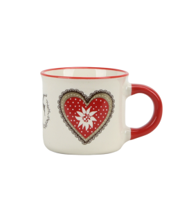 Espresso Tasse Herz & Hirsch braun 6 cm mit Henkel rot