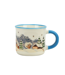 Espresso Tasse Winterlandschaft Winter 6 cm mit Henkel blau