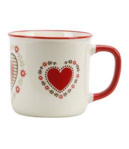 Kaffeetasse Herz rot 9 cm mit Henkel rot
