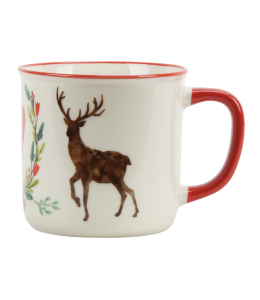 Kaffeetasse Herz & Hirsch 9 cm mit Henkel rot