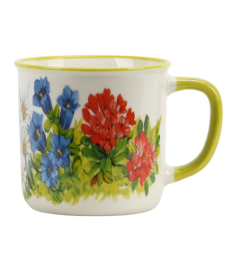 Kaffeetasse Alpenblumen 9 cm mit Henkel dunkelgelb