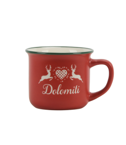 Espresso Tasse rot 6 cm mit Prägung Dolomiti