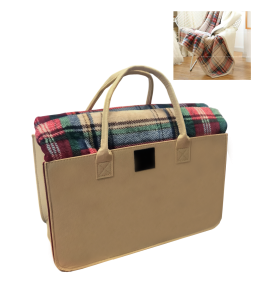 Decke Super Soft 130x160cm in Filztasche 40x24x20 beige