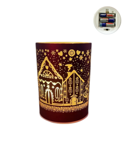 Luce a LED con paesaggio colore rosso 12 x 9 cm con batteria
