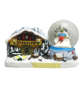 Souvenir Schneekugel 45 mm Winterlandschaft & Bauernhof