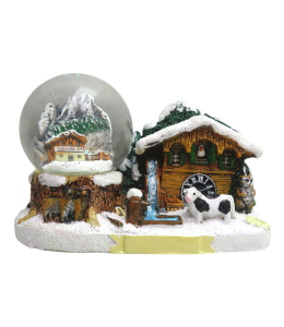 Souvenir Schneekugel 45 mm Winterlandschaft & Bauernhof