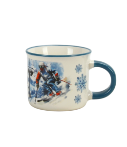 Tazza espresso sci invernale 6 cm con manico blu