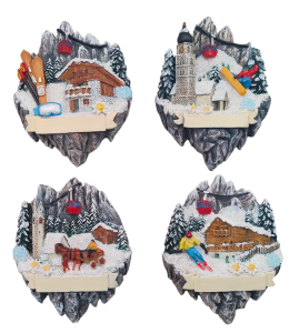Souvenir Magnet Winter Landschaft 4fach sort
