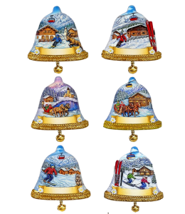 Souvenir Magnete Winter Glocke mit Ansicht & Schleife 6 fach