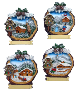 Souvenir Magnete Winter Alpenlandschafteni & Schleife 4 fach