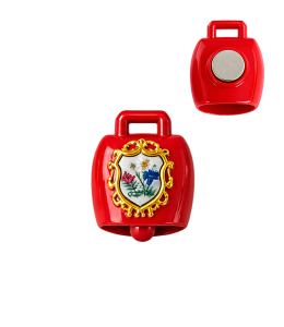 Calamita campanella Alpino con piccolo stemma rosso-oro 3 cm