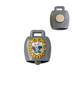 Calamita campanella Alpino con piccolo stemma, grigio-oro