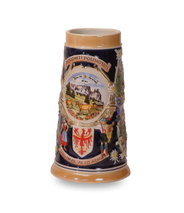 Bierkrug Relief "Südtirol" mit Bild 15 cm