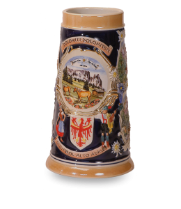 Bierkrug Relief "Südtirol" mit Bild 18,5 cm