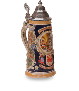 Bierkrug Relief "Südtirol" mit Bild 15 cm & Deckel (56mm ZD)