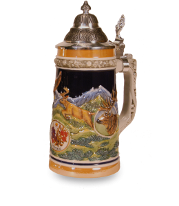 Bierkrug gerade "Wildmotiv" 21 cm mit Deckel (70mm Z.D.)