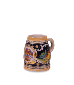 Bierkrug bauchig 10 cm klein "Almrausch" Ansicht